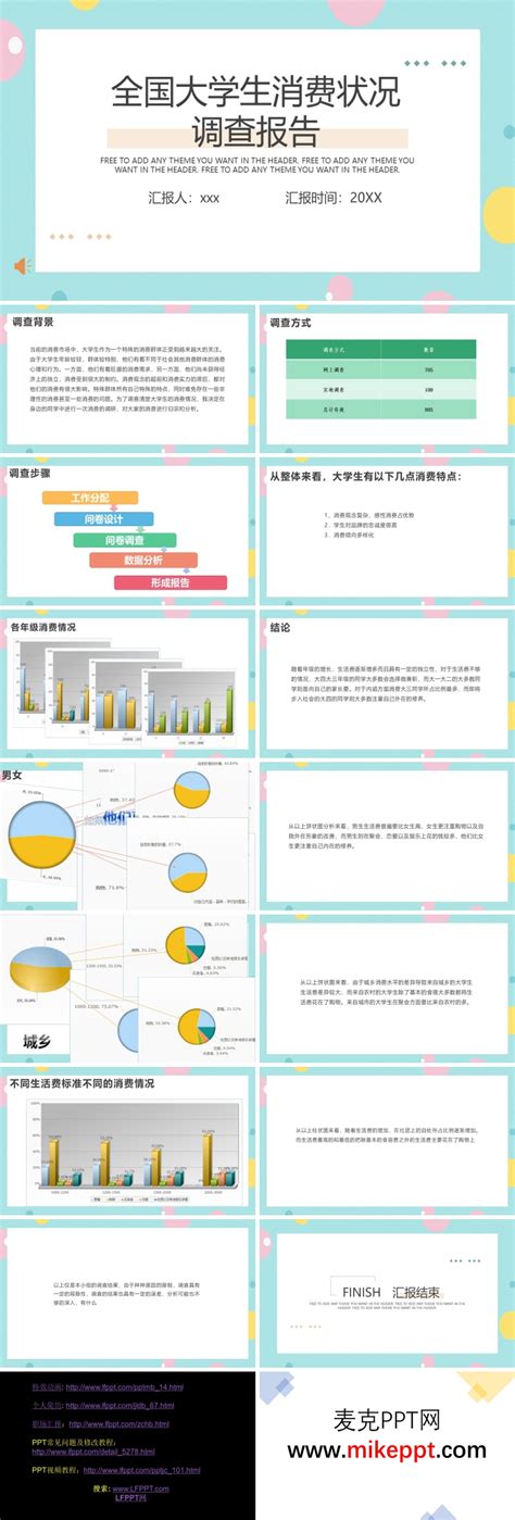 大学生消费状况调查报告ppt模板 麦克ppt网