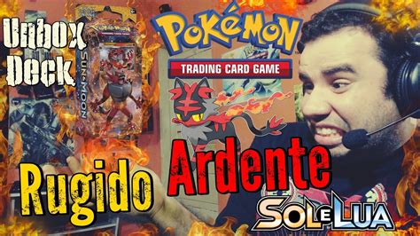 Pokémon TCG Unbox Deck Rugido Ardente Sol e Lua Sun and Moon PT BR