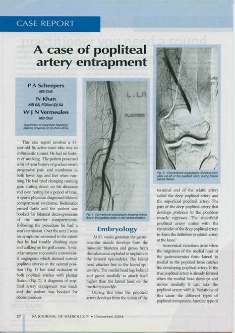 Pdf A Case Of Popliteal Artery Entrapment