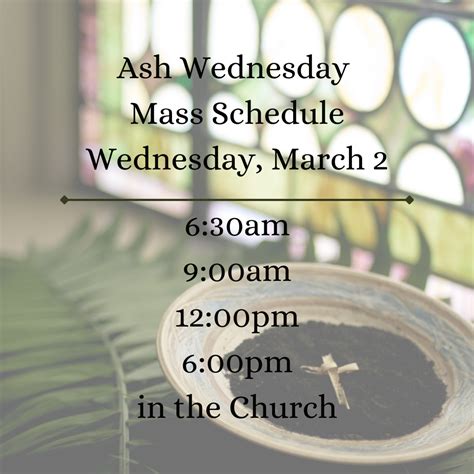 Ash Wednesday Mass Schedule - Good Shepherd Catholic Church