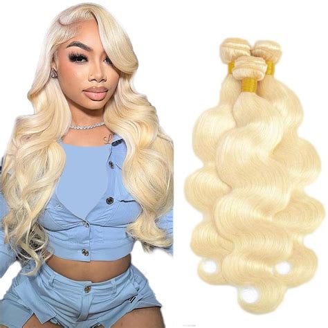 Amazon AuokMar Inch Bundles Human Hair Honey Blonde Body Wave Human Hair