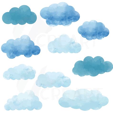 Watercolor clouds Silhouette pack. Eps png jpg pdf svg | Etsy