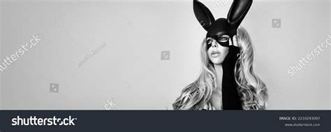 Sexy Blonde Woman Posing Black Halloween Stock Photo Shutterstock