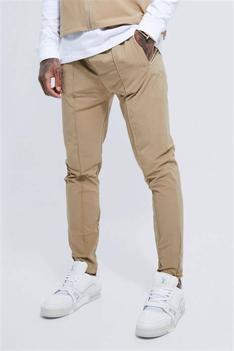 Mens Elastic Waist Skinny Technical Stretch Trouser Boohoo Uk