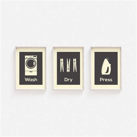 Laundry Print Set Laundry Prints Wall Art Prints Set Of Etsy