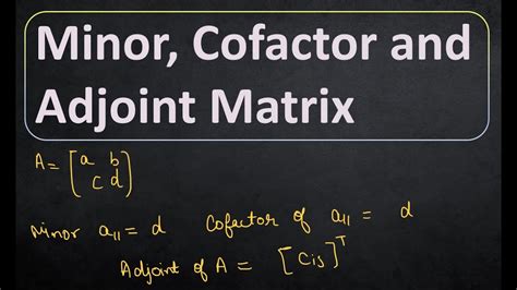 Minor Cofactor Adjoint Of Matrix Matrices And Determinants