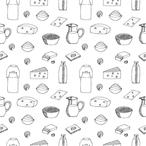 Premium Vector Dairy Products Seamless Pattern Vector Illustration