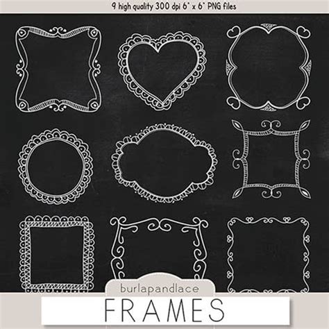 Chalkboard Frames Clipart Hand Drawn Clipart Borders