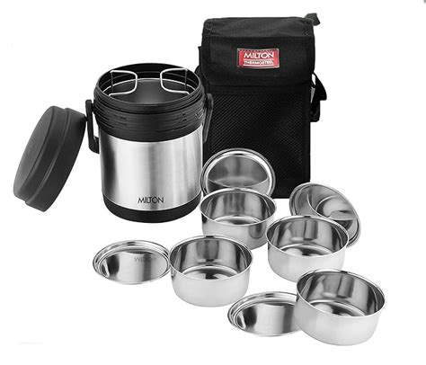Buy Milton Thermosteel Hot Meal Container Lunch Box Set Of 4 Black Stainless Steel Online At