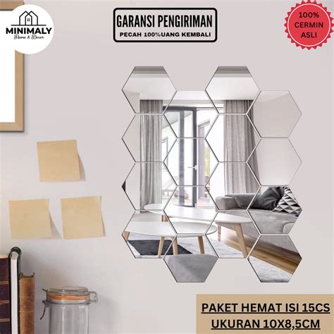 Jual Minimaly Paket Hemat Isi Pcs Kaca Cermin Hexagonal Ukuran