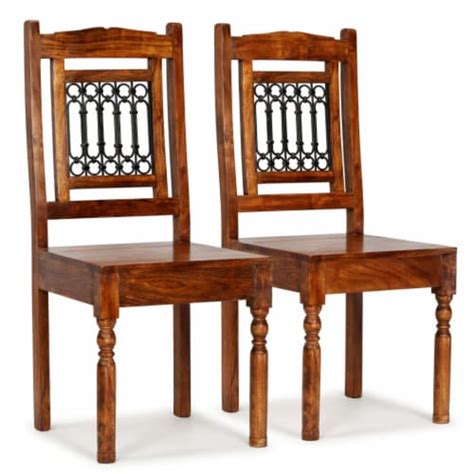 Vidaxl Dining Chairs Pcs Solid Wood With Honey Colored Finish Classic