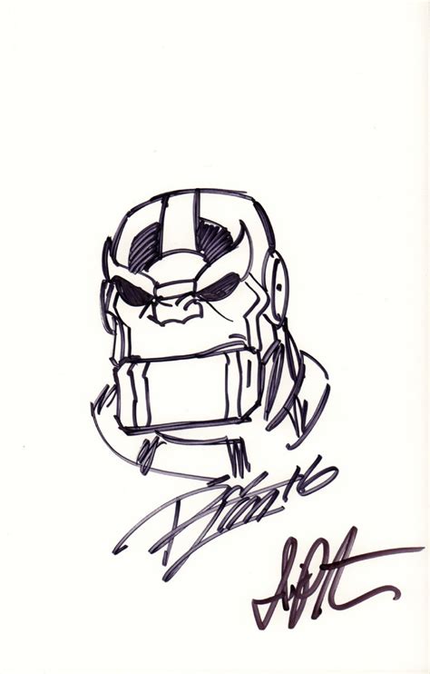 Thanos Portrait Sketch Signed By Creator Jim Starlin Signed