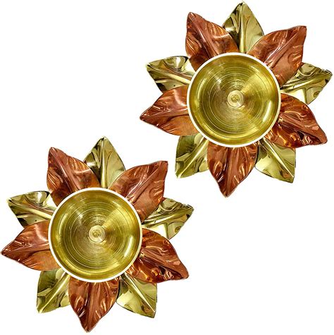 Buy Satvik Set Of 2 Brass Copper Lotus Flower Petals Kamal Shape Metal