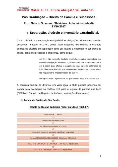 Pdf P S Gradua O Direito De Fam Lia E Sucess Es Div Rcio Ou