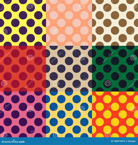 Seamless Pattern Of Large Polka Dots Different Color Combinations