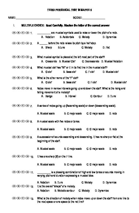 Third Periodical Test In Mapeh 5 PDFCOFFEE