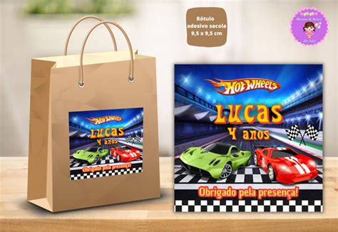 Rotulo Adesivo Sacola Sacolinha Hot Wheels Produtos Elo7