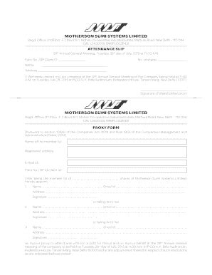 Fillable Online Attendance Slip Proxy Form Fax Email Print Pdffiller