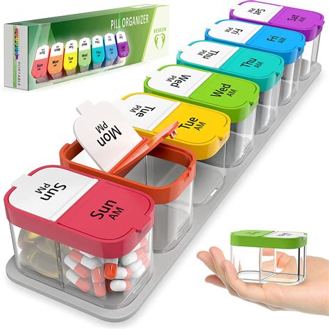 Extra Large Weekly Pill Organizer - 7 Day AM PM Pill Box for Daily ...