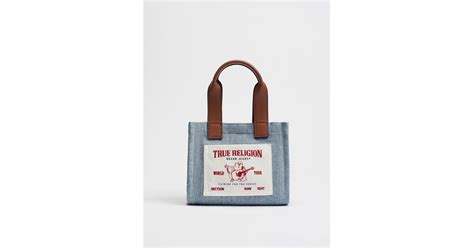 True Religion Mini Denim Logo Tote Bag In Blue Lyst