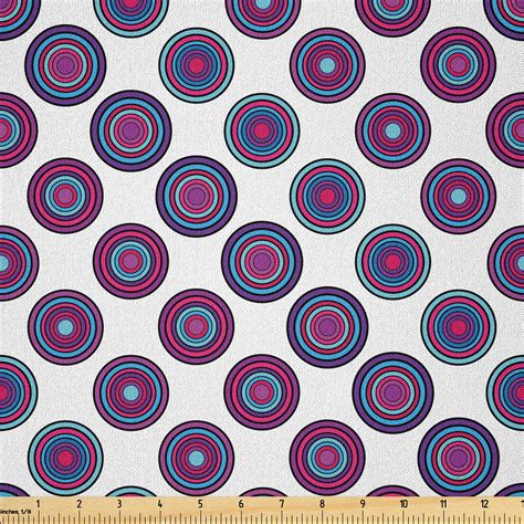 Ambesonne Psychedelic Fabric By The Yard Microfiber Trippy Round