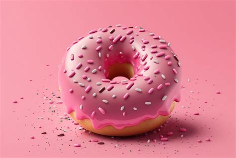 Premium AI Image Donuts With Pink Icing And Colorful Sprinkles Of