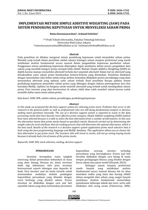 PDF IMPLEMENTASI METODE SIMPLE ADDITIVE WEIGHTING SAW PADA SISTEM