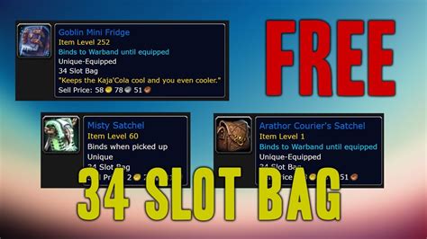 34 Slot Bags For Free WOW World Of Warcraft YouTube