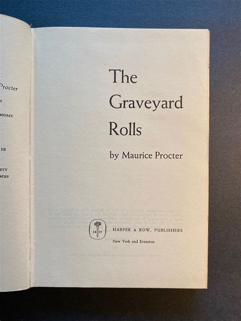 The Graveyard Rolls By Maurice Procter Good Hardcover 1964 1st