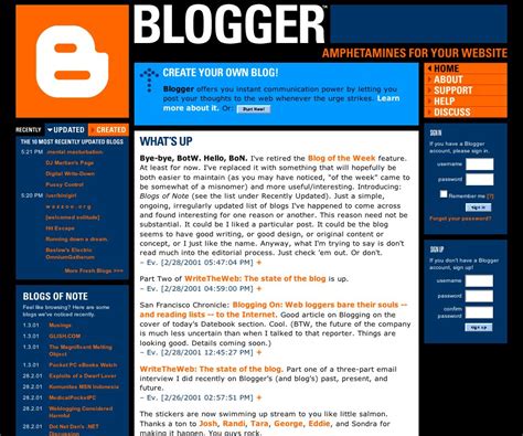 Official Blogger Blog Concerning The Historie And Nature Of Blogs Of Note