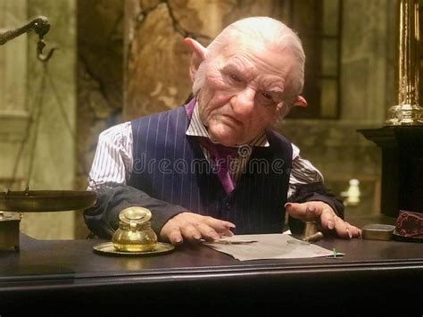 Stern Goblin Teller in Gringotts Bank from Harry Potter Film Editorial ...