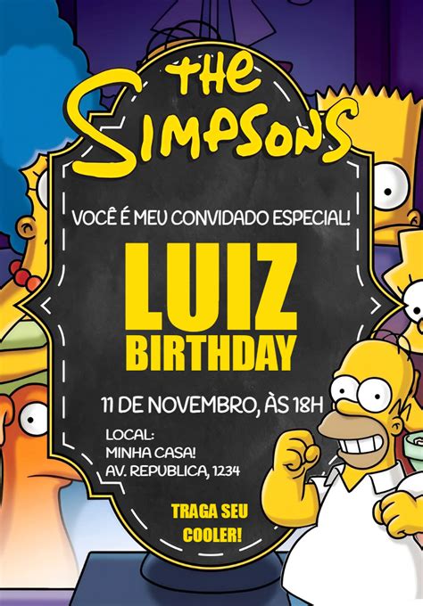 Convite aniversário boteco homer simpsons Edite grátis nosso