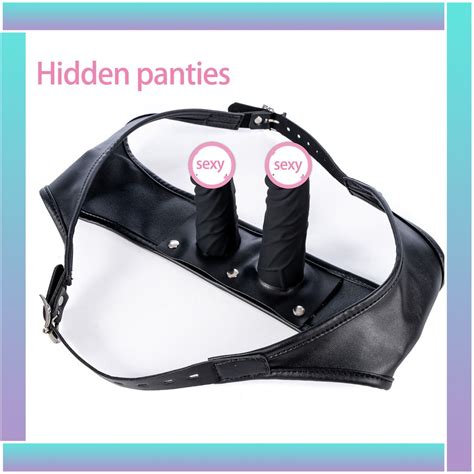 BDSM Bondage Chastity Belt Panties Underwear Women SM Double Dildo