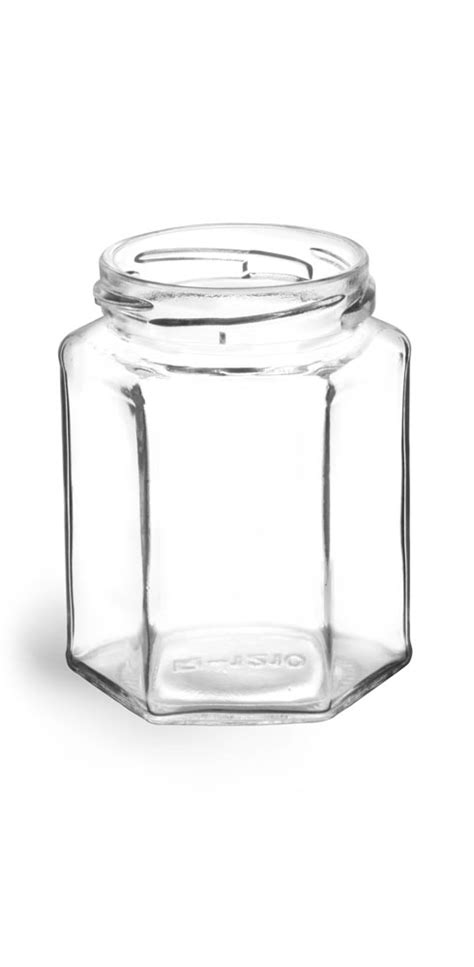 Sks Bottle And Packaging 9 Oz Clear Glass Hexagon Jars Bulk Caps Not Included