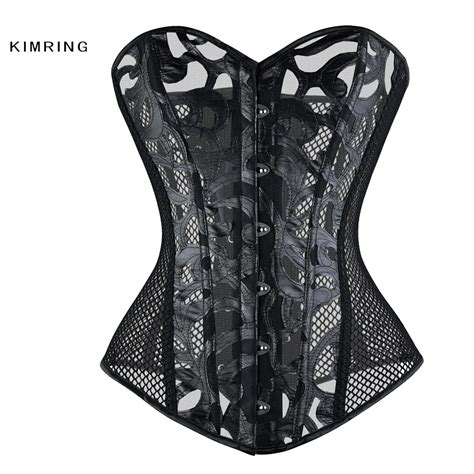 Kimring Sexy Steel Boned Corsets Steampunk Gothic Mesh Breathable