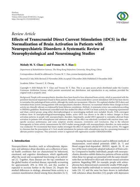 Pdf Effects Of Transcranial Direct Current Stimulation Tdcs In The