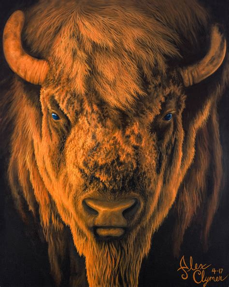 Bison Painting Buffalo Painting American Bison Close Up