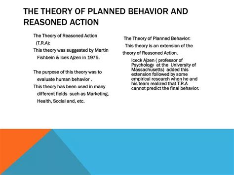 PPT The Theory Of Planned Behavior And Reasoned Action PowerPoint