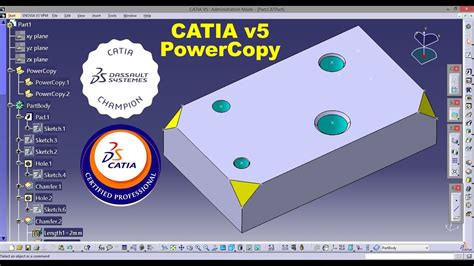 CATIA V5 Multiplying And Parametric Modification Of Holes And Chamfers