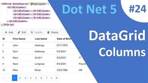 Asp Net Core Blazor Datagrid Columns Youtube