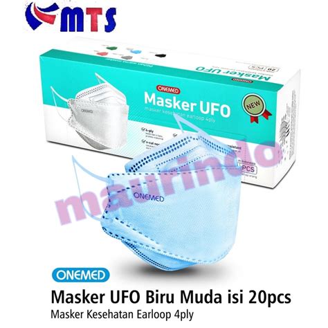 Jual COD Masker Karet Medis UFO 3D BIRU BLUE OneMed 4ply Box Isi