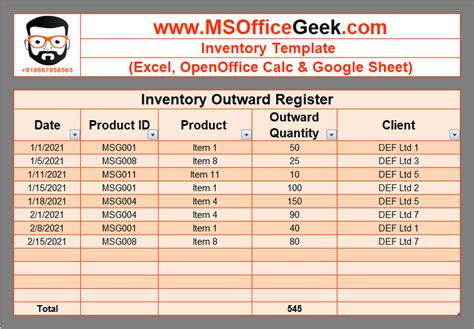 Ready To Use Excel Inventory Template MSOfficeGeek