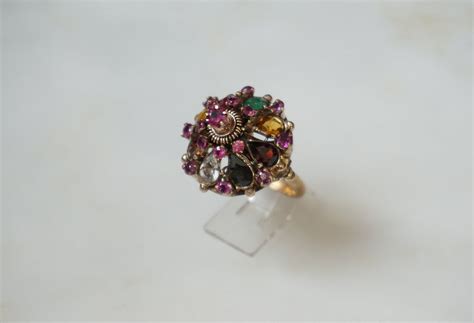 Thai Princess Ring Mid Century Estate C1960 10k Gold 4tcw Multi