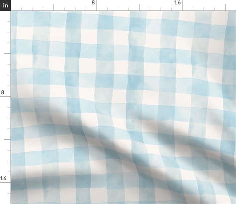Light Blue Plaid Check Fabric Fabric Spoonflower