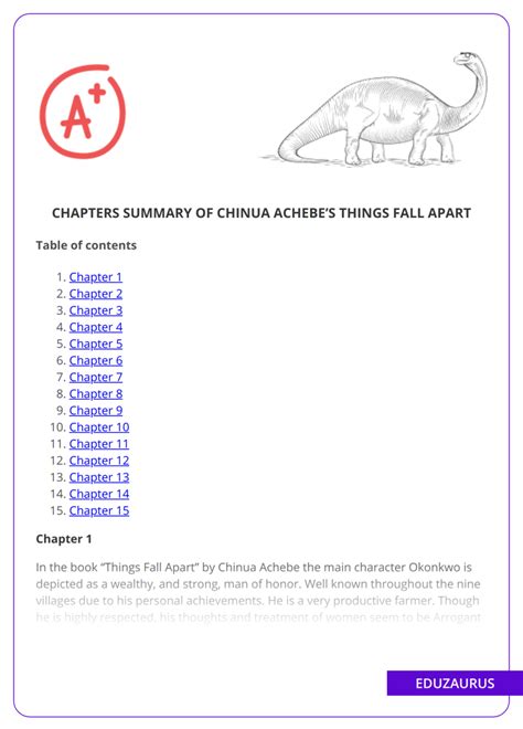 Chapters Summary Of Chinua Achebes Things Fall Apart Free Essay