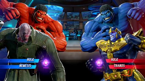 Hulk And Thanos Vs Red Hulk And Nemesis Hardest Ai Marvel Vs Capcom Who Is The Best Youtube