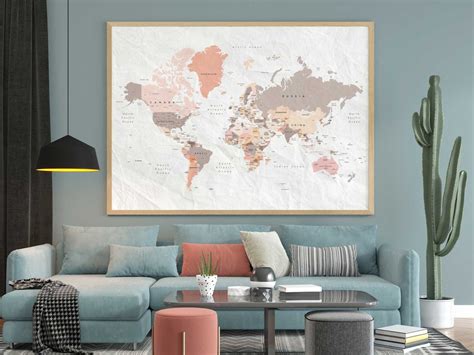 Printable World Map, Wall Art, Home Decor, Large Digital Download ...