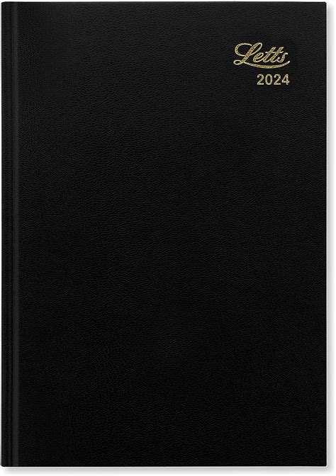 Letts Standard A5 day to a page 2024 diary - black : Amazon.co.uk: Stationery & Office Supplies