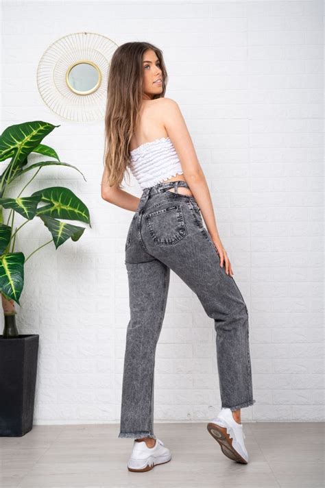 Wide Leg Gris Nevado Deflecado Caleta Jeans