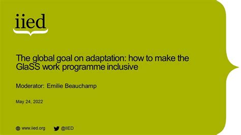 The Global Goal On Adaptation How To Make The GlaSS Work Programme